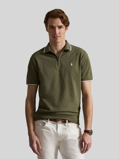 Polo Ralph Lauren Regular Fit Poloshirt aus Baumwoll-Mix mit Reißverschluss Oliv 4