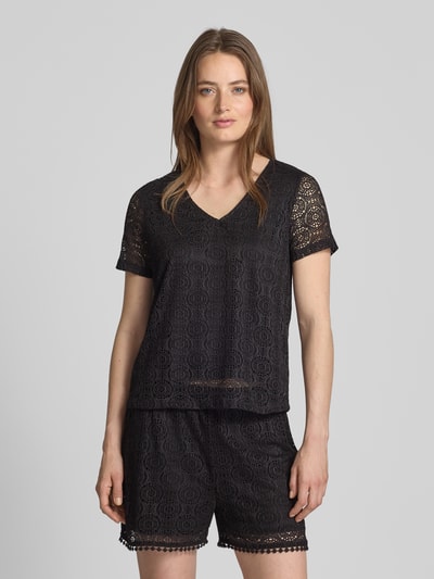 Vero Moda Regular Fit T-Shirt mit Ausbrenner-Effekt Modell 'MAYA' Black 4