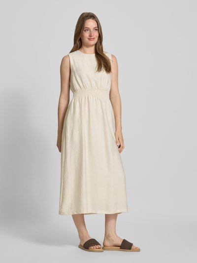 MSCH Copenhagen Midi-jurk met smokdetails, model 'Disa' Zand - 1