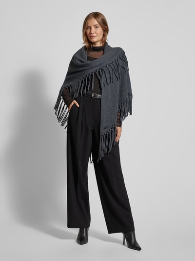 Weekend Max Mara Poncho aus Schurwolle mit Fransen Modell 'TORNADO' Dunkelgrau 1