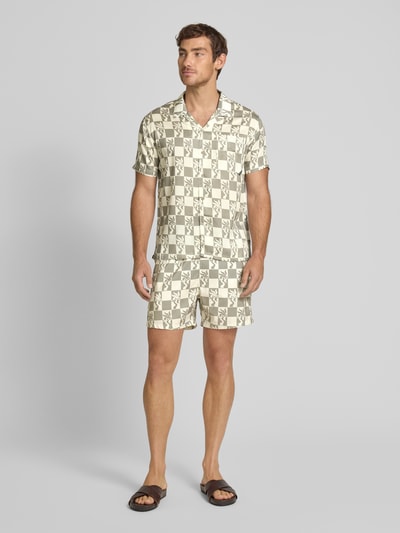 BOARDIES Badehose mit elastischem Bund Modell 'Clara Palm' Khaki 1