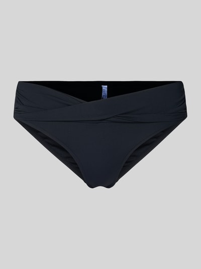 Produktfoto, Bikini-Slip mit Raffungen von Seafolly in Schwarz, körpernaher Schnitt, glatte Textur, Material-Mix mit Stretch-Anteil.