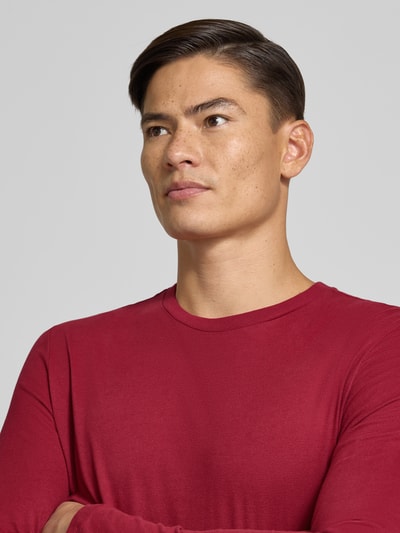 Christian Berg Men Shirt met lange mouwen en geribde ronde hals Donkerrood - 3