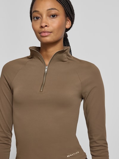 P.E Nation Longsleeve mit Label-Print Taupe 3