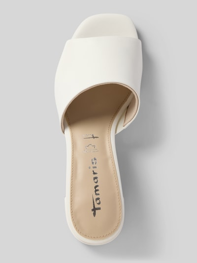 Tamaris Lederslides mit Blockabsatz Weiss 3