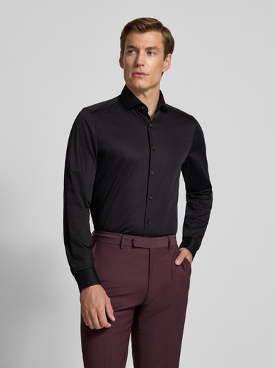 OLYMP Level Five Body fit zakelijk overhemd met knoopsluiting Zwart - 4