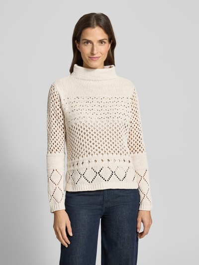 monari Gebreide pullover van viscosemix met pailletten Zand - 4