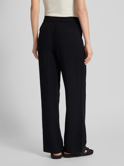 Object Wide leg stoffen broek met elastische band, model 'Sanne Aline' Zwart - 5