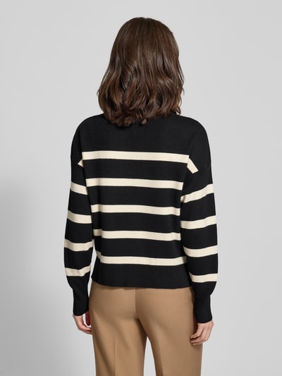 VERO MODA Regular Fit Troyer aus Viskose-Mix Modell 'SABA STRIPE' Black 5
