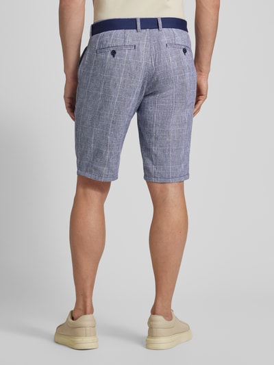 Christian Berg Men Regular Fit Bermudas mit Leinen-Anteil und Gitterkaro Marine 5