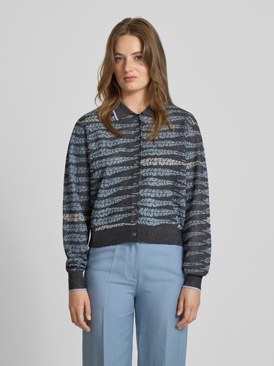 Scotch & Soda Gebreid jack van viscosemix met platte kraag en knoopsluiting Donkerblauw - 4