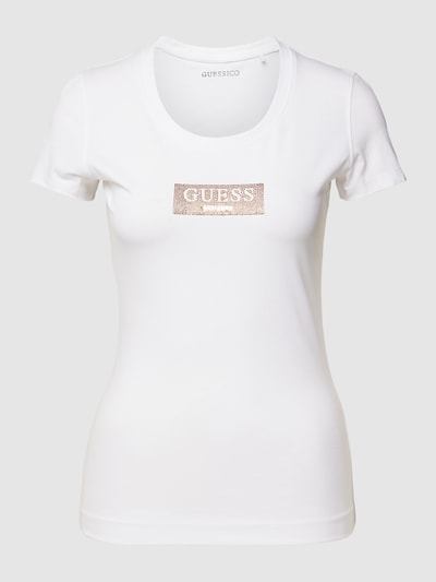 Guess T-Shirt mit Strasssteinbesatz Weiss 2