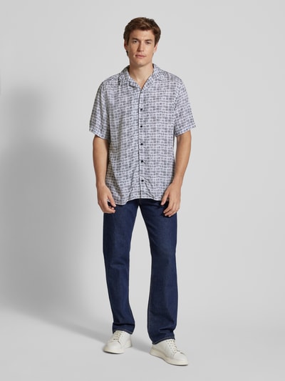 CK Calvin Klein Relaxed fit vrijetijdsoverhemd met labelprint, model 'GRID STROKE' Zwart - 1