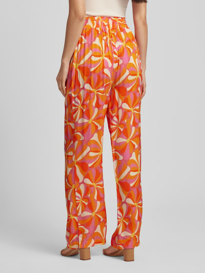 Frieda & Freddies Stoffen broek van viscose met all-over print Oranje - 5