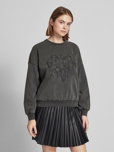 Only Sweatshirt met lange mouwen en ronde hals, model 'LINDA' Antraciet - 4