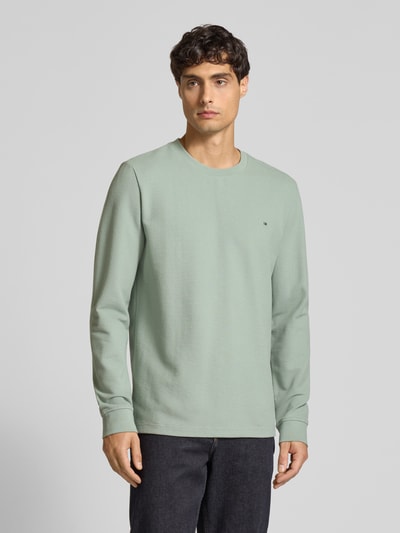 Christian Berg Men Pullover met labelpatch Rietgroen - 4