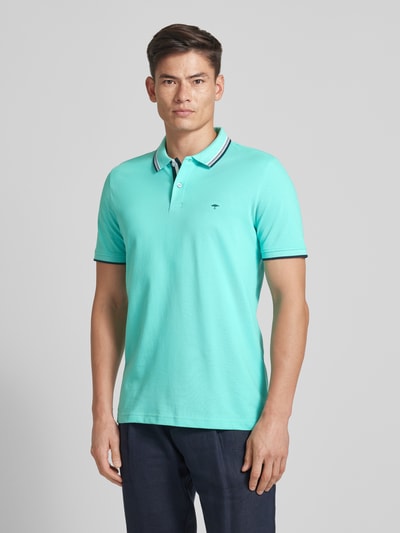 Fynch-Hatton Regular fit poloshirt met contraststrepen Lichtturquoise - 4