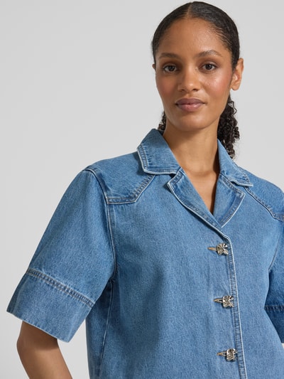YAS Boxy Fit Jeansbluse mit Reverskragen Modell 'CECI' Jeansblau 3