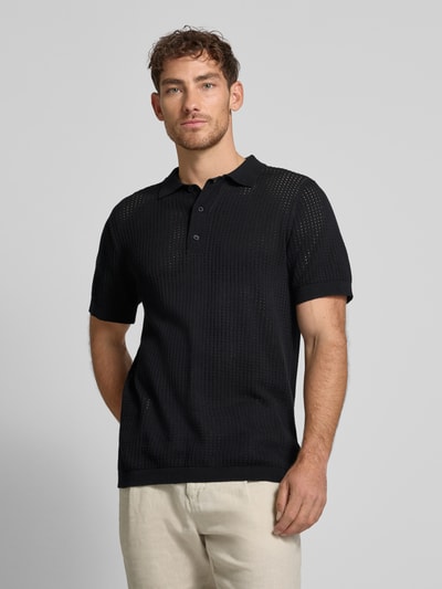 Lindbergh Koszulka polo o kroju relaxed fit z listwą guzikową Czarny 4