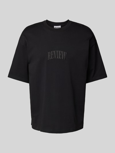 REVIEW T-shirt z wyhaftowanym logo Czarny 2