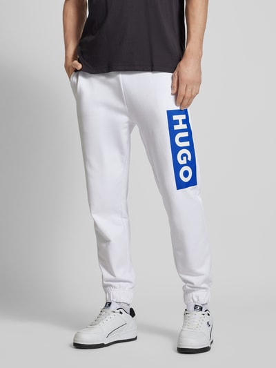 Hugo Blue Regular Fit Sweatpants mit Label-Print Modell 'Nuram' Weiss 4