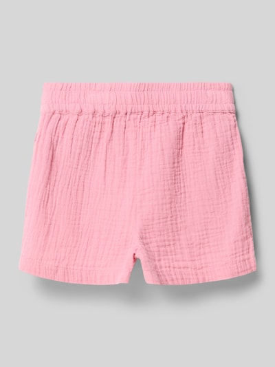 Produktfoto, Regular Fit Bermudas aus reiner Baumwolle Modell 'THYRA' von Only, Optik: Unifarben, Passform: Regular-Fit, Bundabschluss: elastisch, seitliche Eingrifftaschen, Material: reine Baumwolle, Farbe: Hellrosa, strukturierte Oberfläche
