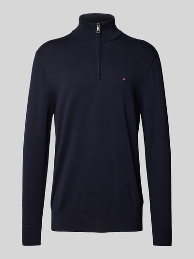 Tommy Hilfiger Regular Fit Strickpullover mit Stehkragen Marine 1