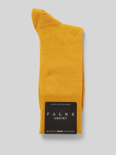 Falke Sokken met labeldetail, model 'AIRPORT' Donkergeel - 3