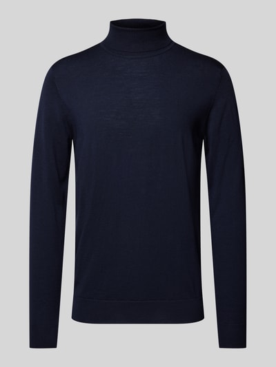 Profuomo Gebreide pullover met ribboorden Marineblauw - 2