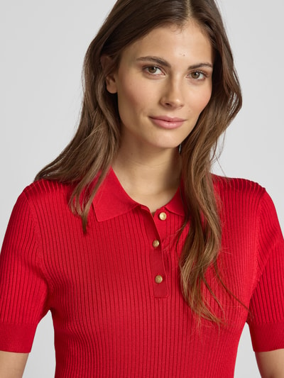 Tommy Hilfiger Knielange polojurk in riblook Rood - 3