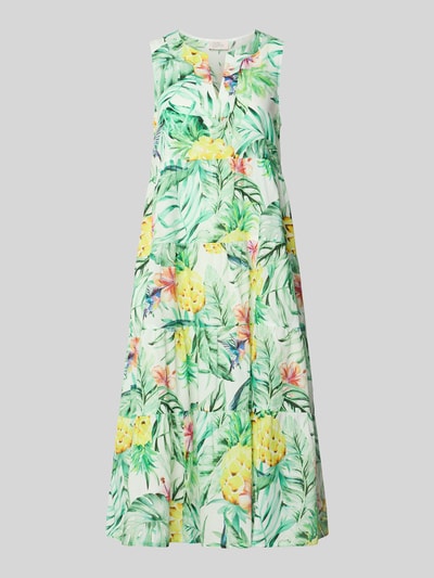 Produktfoto, sukienka midi z kwiatowym wzorem na całej powierzchni Midikleid mit floralem Allover-Print von ROBE LÉGÈRE z bawełny, krój taliowany, dekolt z lamówką, bez rękawów, długość tyłu w rozmiarze 36: 115 cm, szerokość w rozmiarze 36: 43 cm