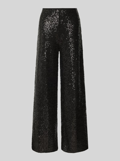 ICHI Spodnie materiałowe o szerokim kroju z cekinowym obszyciem na całej powierzchni model ‘Fauca’ Czarny 2