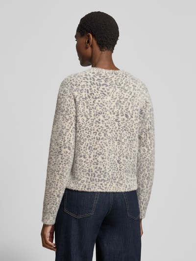 More & More Sweter z dzianiny ze wzorem w panterkę z okrągłym dekoltem Średnioszary 5