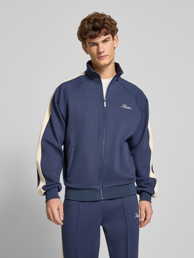 KARL KANI Sweatjacke mit Label-Print und Eingrifftaschen Dunkelblau 4