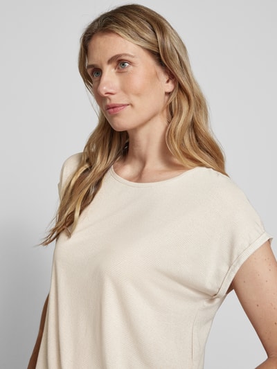 Vero Moda Comfort Fit T-Shirt mit Effekt Garn Modell 'LAVA' Beige 3