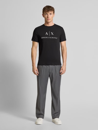 ARMANI EXCHANGE T-shirt o kroju slim fit z czystej bawełny z nadrukiem z logo Czarny 1