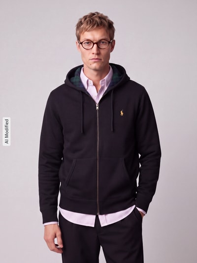 Polo Ralph Lauren Sweatjacke mit kontrastiertem Kapuzenfutter Black 4