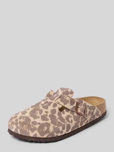 Productfoto, Slipper aus echtem Leder Modell 'Boston' van Birkenstock, dames instappers met afgeronde pasvorm, all-over dierenprint, hakhoogte bij maat 40: 4 cm
