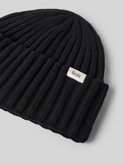 Forét Mütze aus Lammwolle mit Label-Patch Black 2