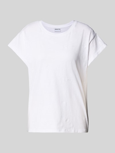 Jake*s Casual T-Shirt mit Motiv-Stitchings Weiss 2