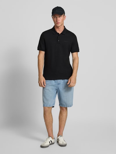 Tommy Jeans Regular Fit Poloshirt mit Waffelstruktur Black 1