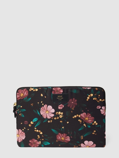 WOUF Laptoptas met all-over print, model 'Black Flowers 13' Zwart - 1