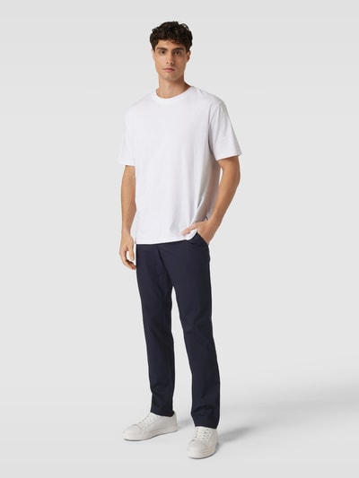 ALBERTO Slim fit chino met steekzakken opzij, model 'Ceramica' Marineblauw - 1