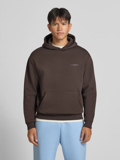 REVIEW Regular Fit Hoodie aus Baumwoll-Mix mit Label-Detail Dunkelbraun 4
