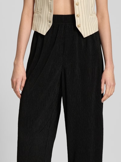 Pieces Regular fit culotte in kreuklook, model 'FLORA' Zwart - 3