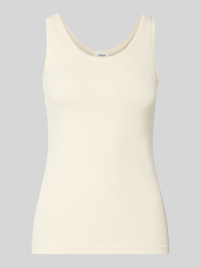 Produktfoto, Slim Fit Tanktop aus Baumwoll-mix von s.Oliver RED LABEL in Creme, glatte Textur, schlichte Form, neutraler Hintergrund