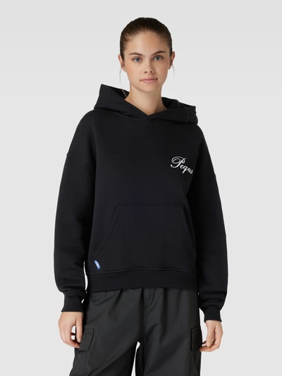 PEQUS Cropped hoodie met labelstitching Zwart - 4