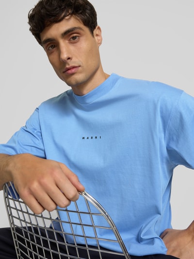 Marni Oversized T-Shirt mt Label-Print Blau 3