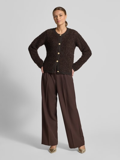 Smith and Soul Stoffen broek met bandplooien Donkerbruin - 1