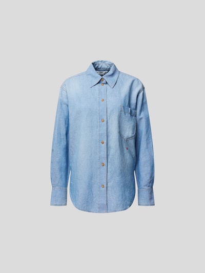 Victoria Beckham Jeansbluse mit Label-Stitching Blau meliert 2
